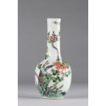 Porcelain bottle vase famille verte floral decoration, 19th century China.