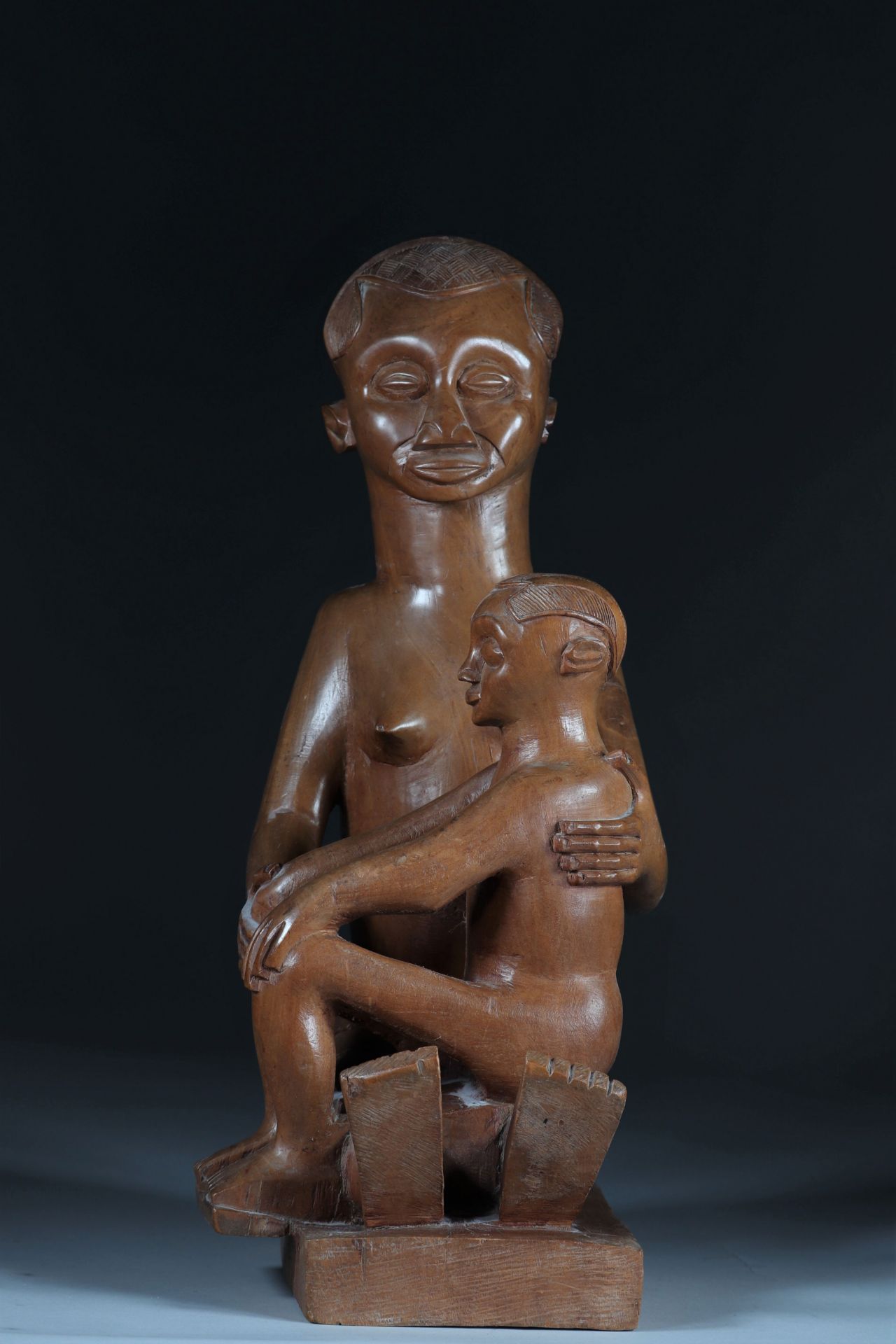 Maternity Kuba carved wood "carries an inventory number" 20th