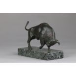 Bronze bull, marble base 1920-1930