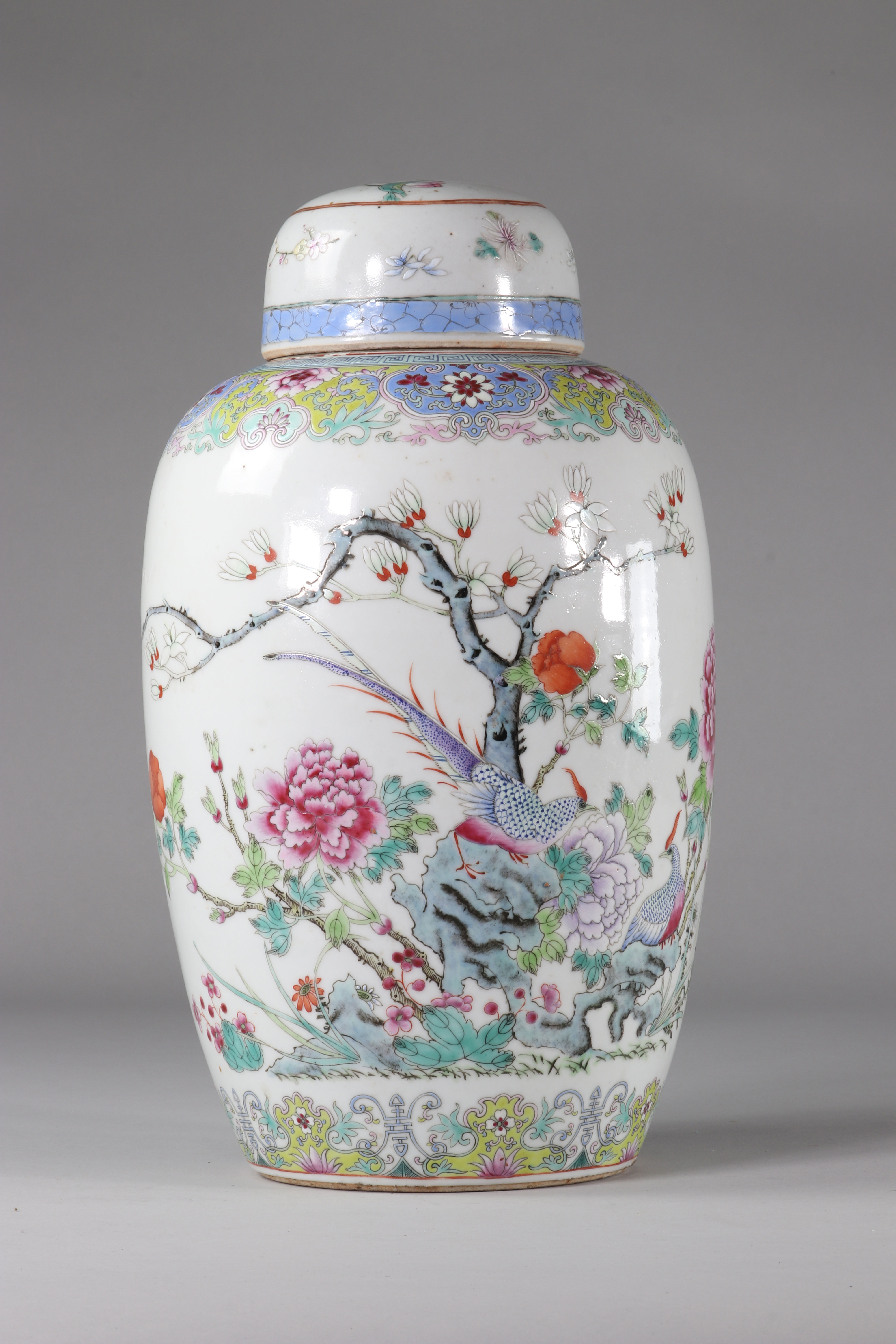 China famille rose porcelain vase decorated with birds and flowers Qing period
