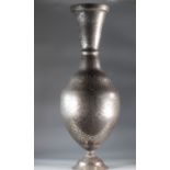 Imposing oriental vase in silver damascened metal