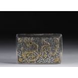 silver and vermeil box with dragon decoration. China - Tibet, XIXth.