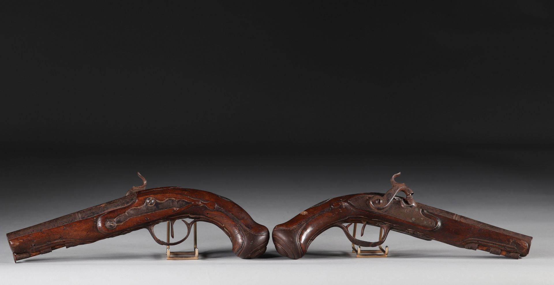 Pair of hammer guns, early 19th C. - Image 2 of 3