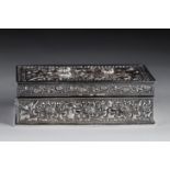 silver box with high relief floral decoration, 19th century China.