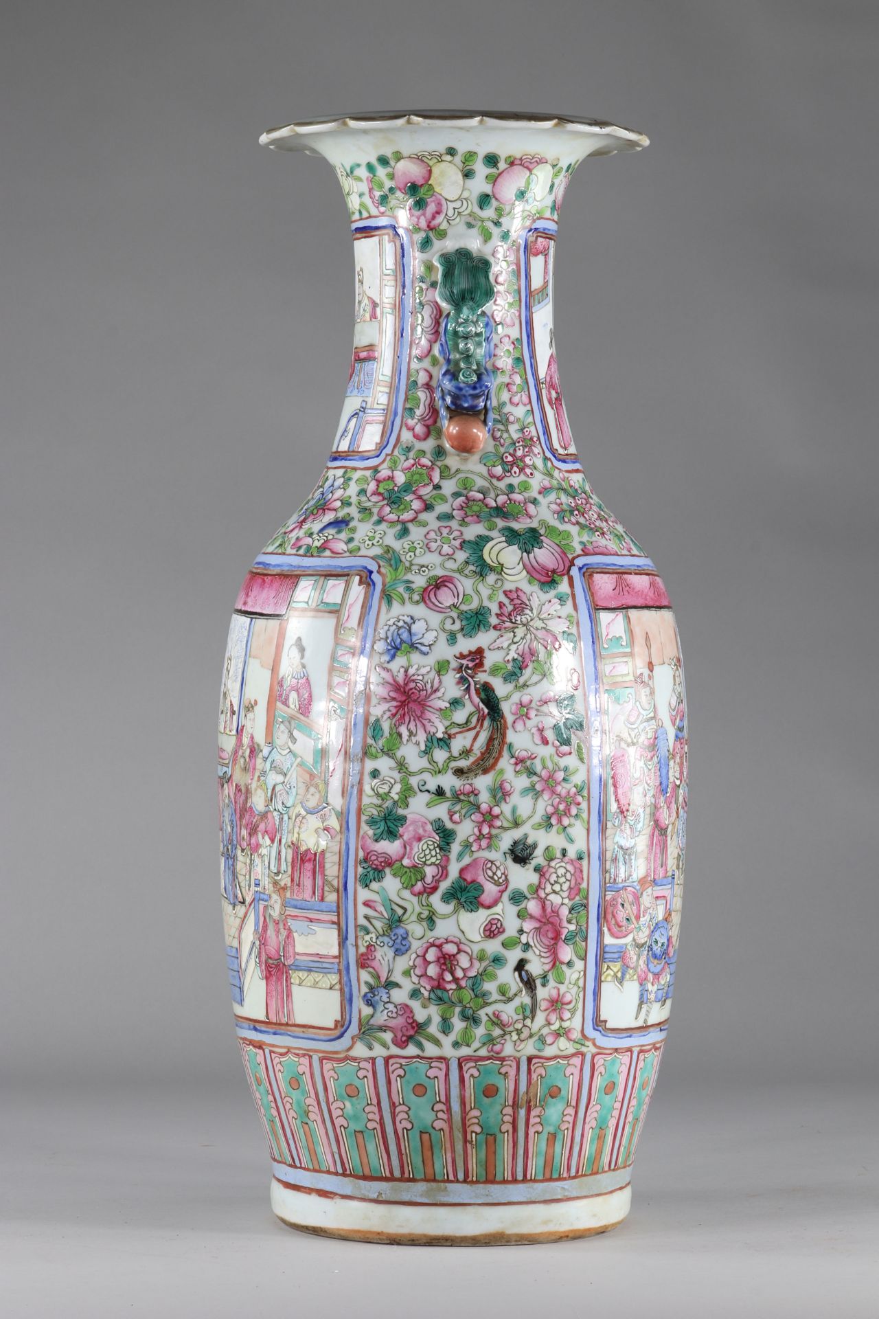China large famille rose 19th century porcelain vase with characters decoration - Bild 3 aus 5