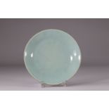 Celadon plate in celadon porcelain, Qianlong mark, 19th century China.