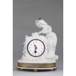 Sevres biscuit clock double L mark 19th