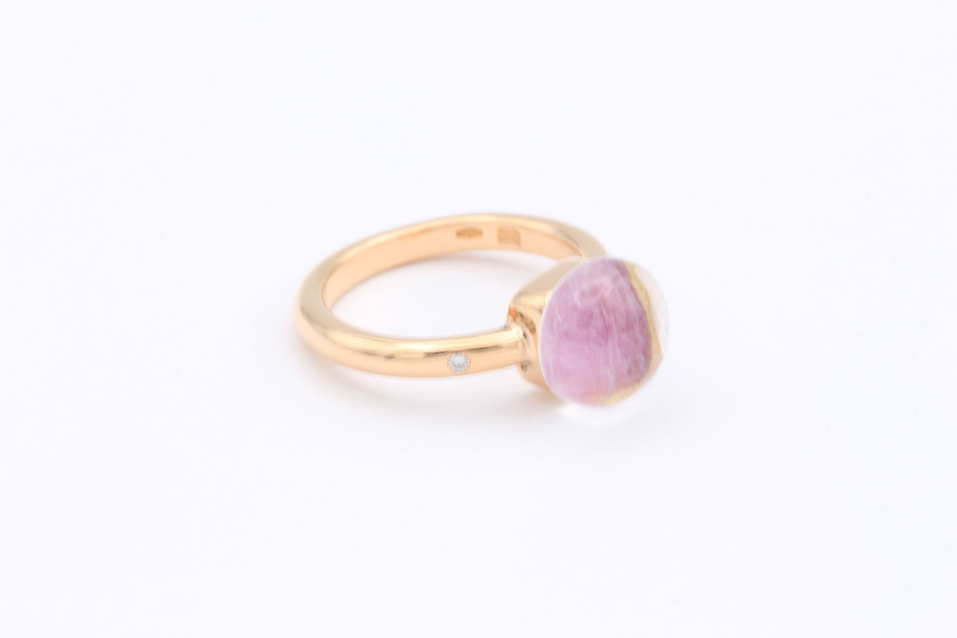 Bigli ring in 18K pink gold set with a ruby ​​under a quartz cabochon - Bild 6 aus 6