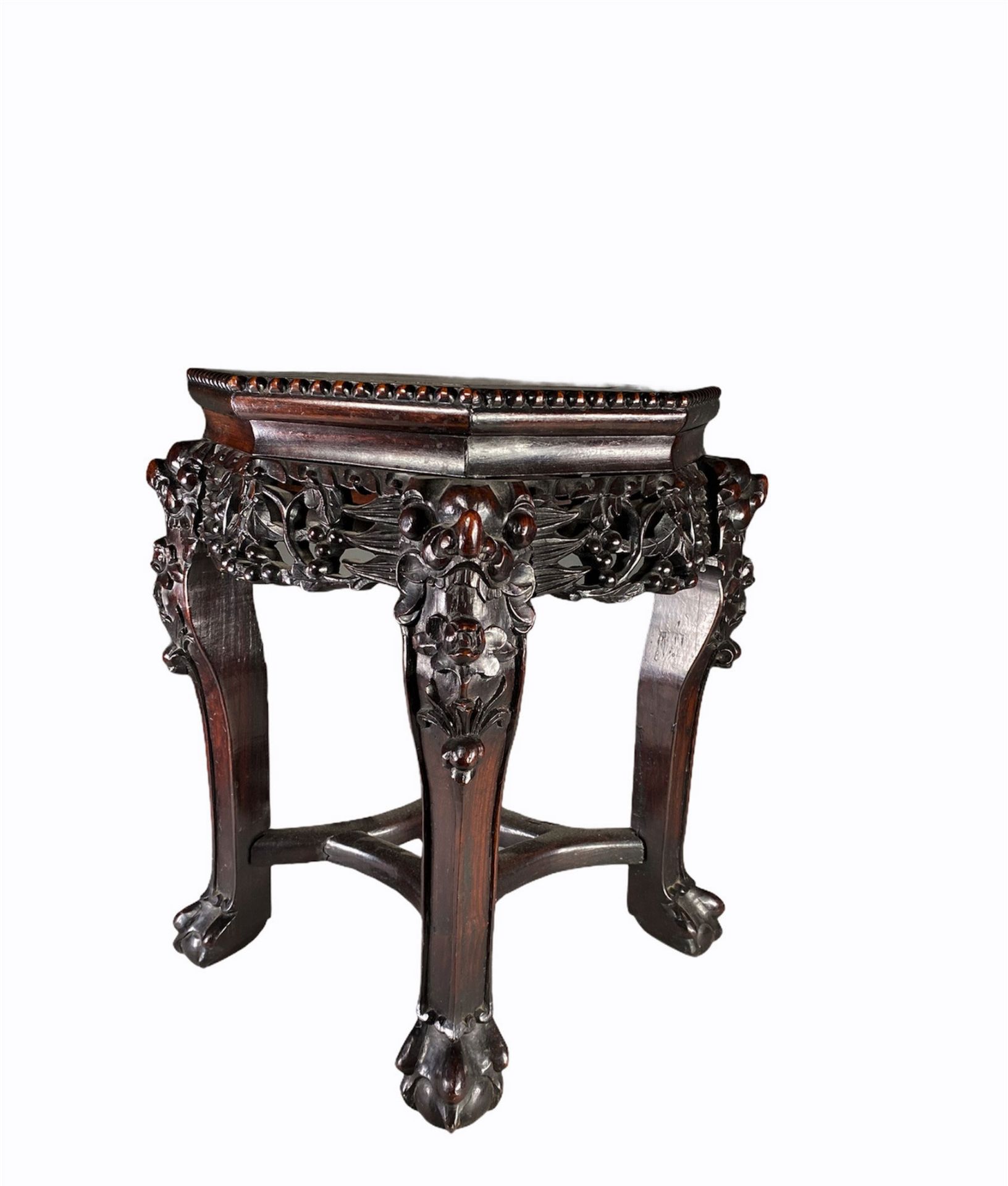 Iron wood saddle with marble top, late 19th century China.