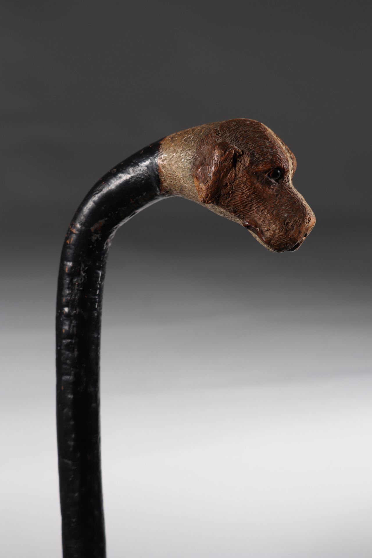 Polychrome dog head folk art cane - Image 4 of 4