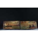 P Gudin pair of oil on "marine" panel 19th