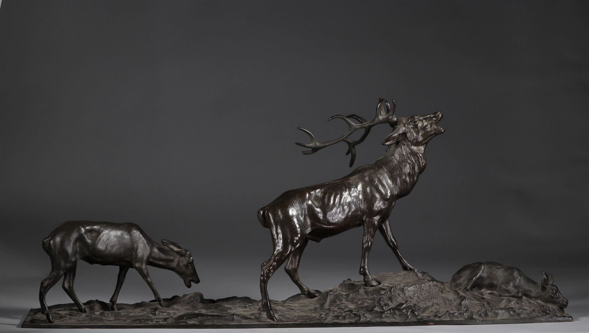 Imposing bronze "the stag and the hinds" signed Mene - Bild 2 aus 5