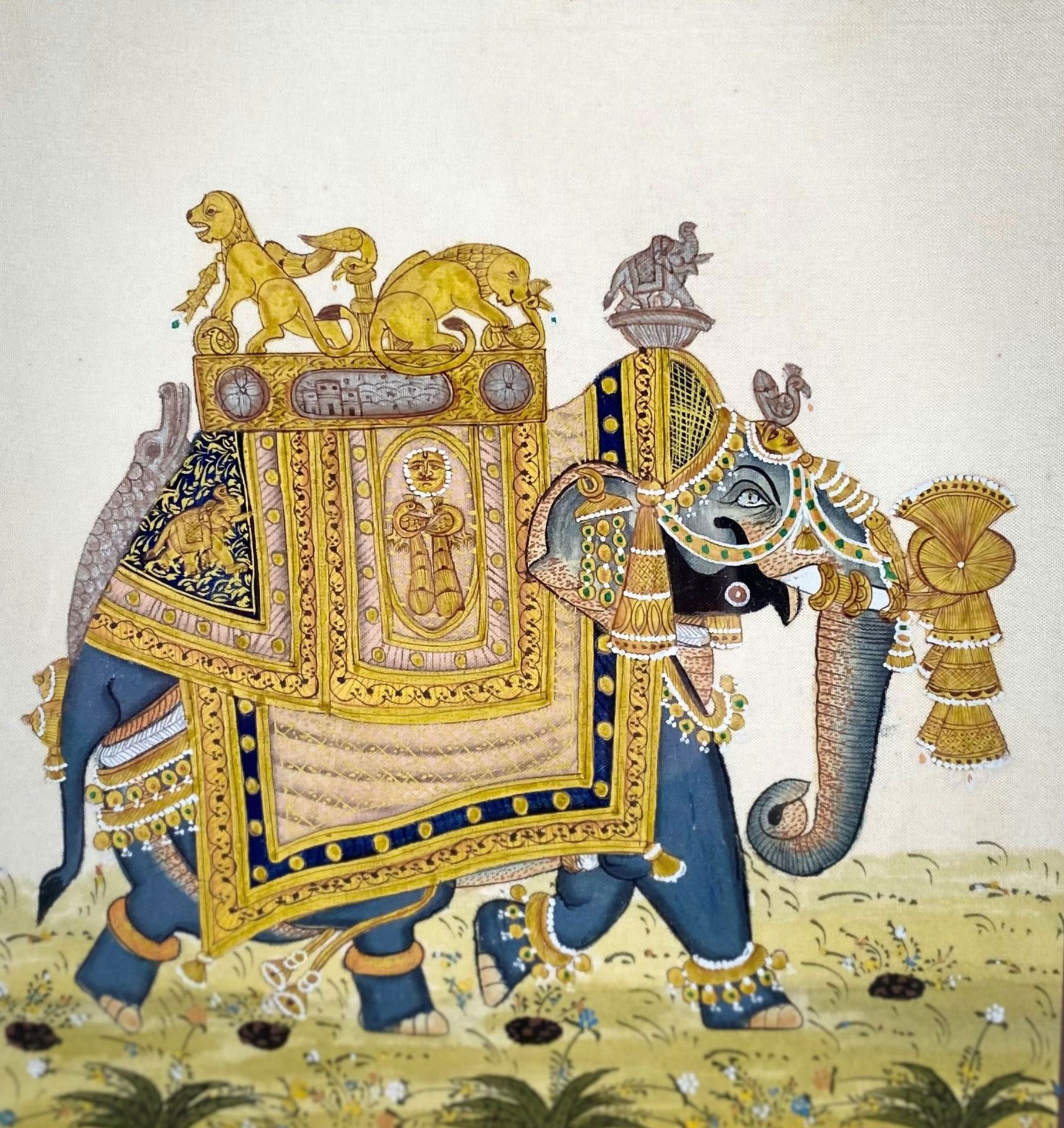 India painting on paper representing a sacred elephant circa 1900