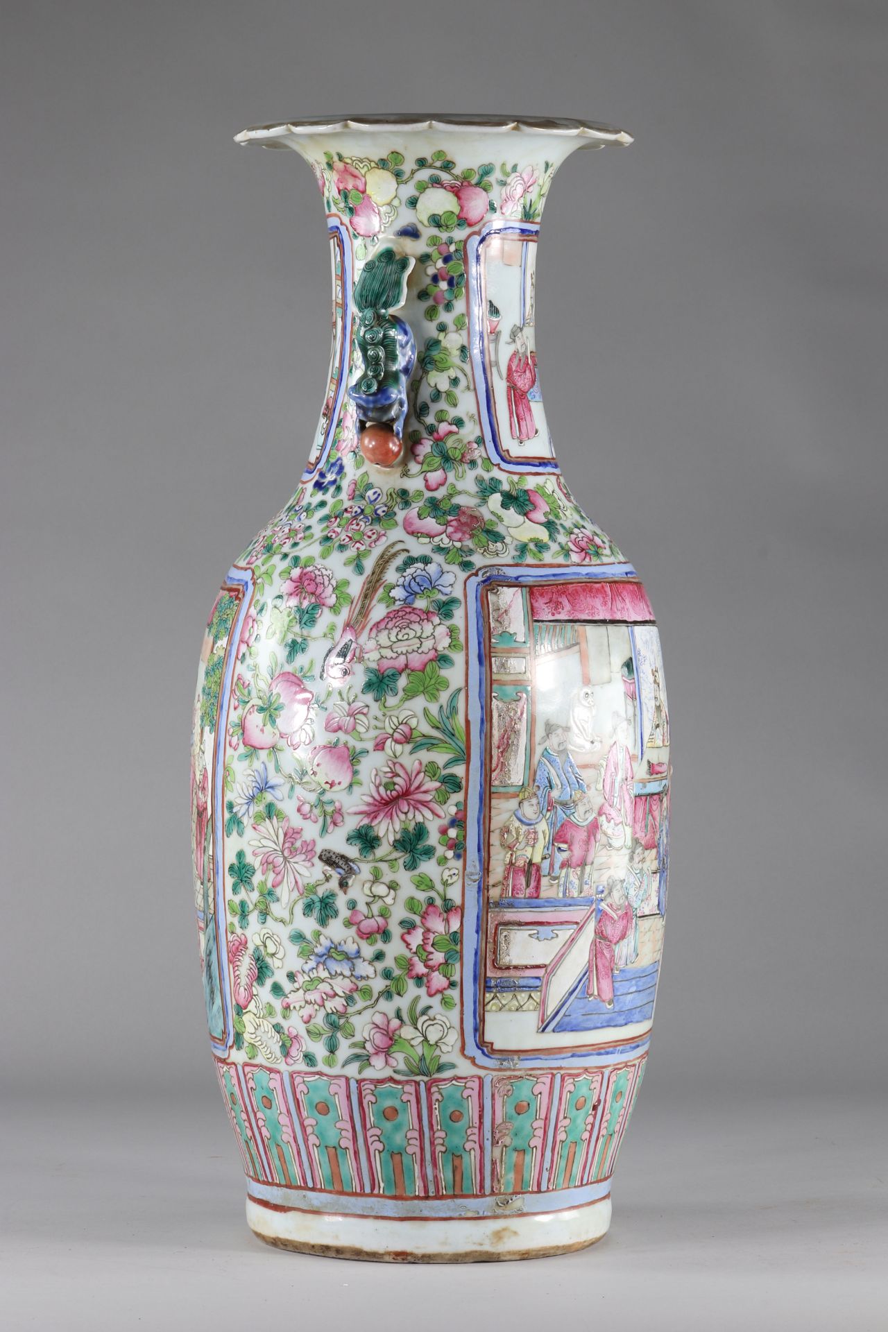 China large famille rose 19th century porcelain vase with characters decoration - Bild 2 aus 5