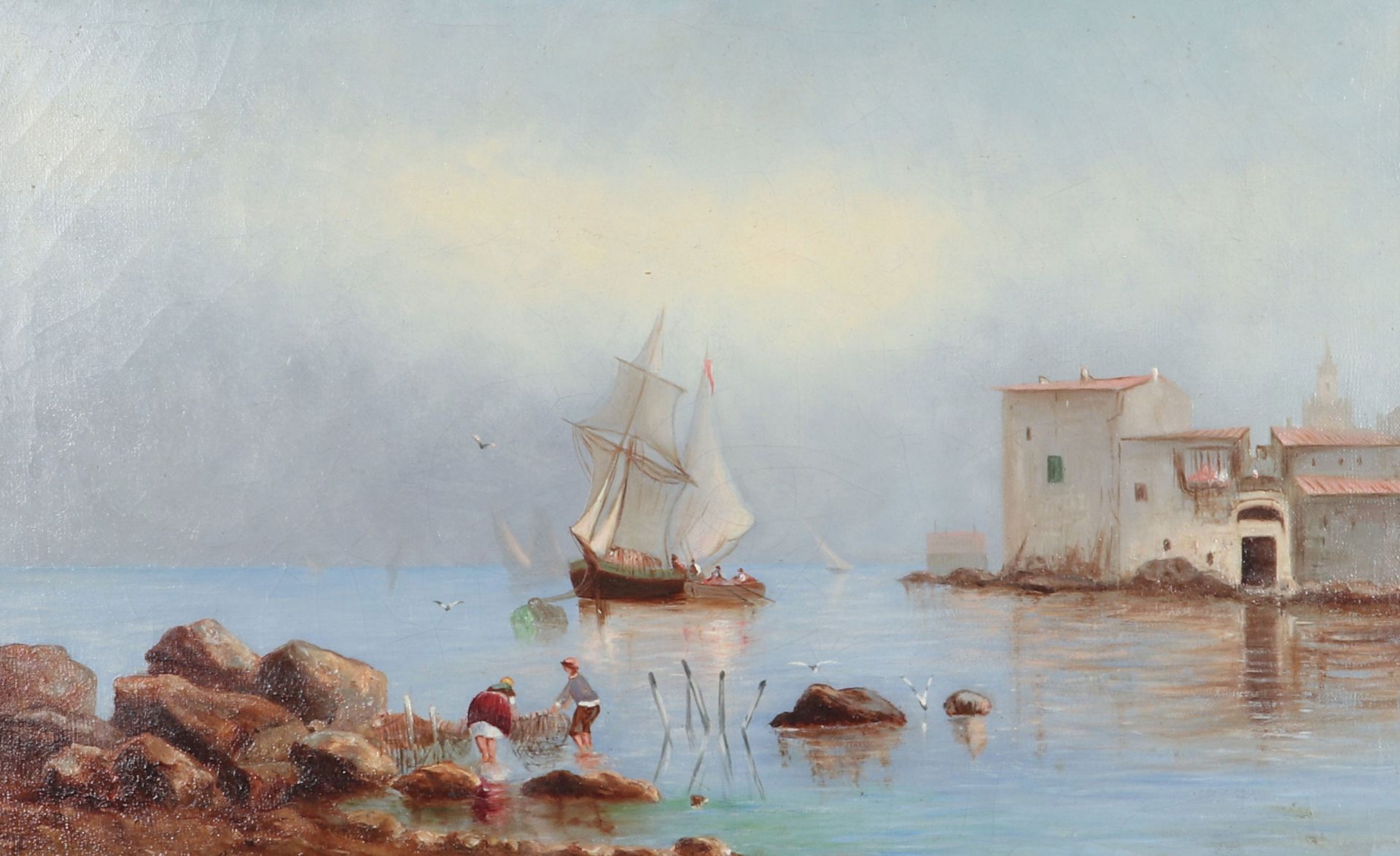 Oil on Neapolitan panel "sea view"