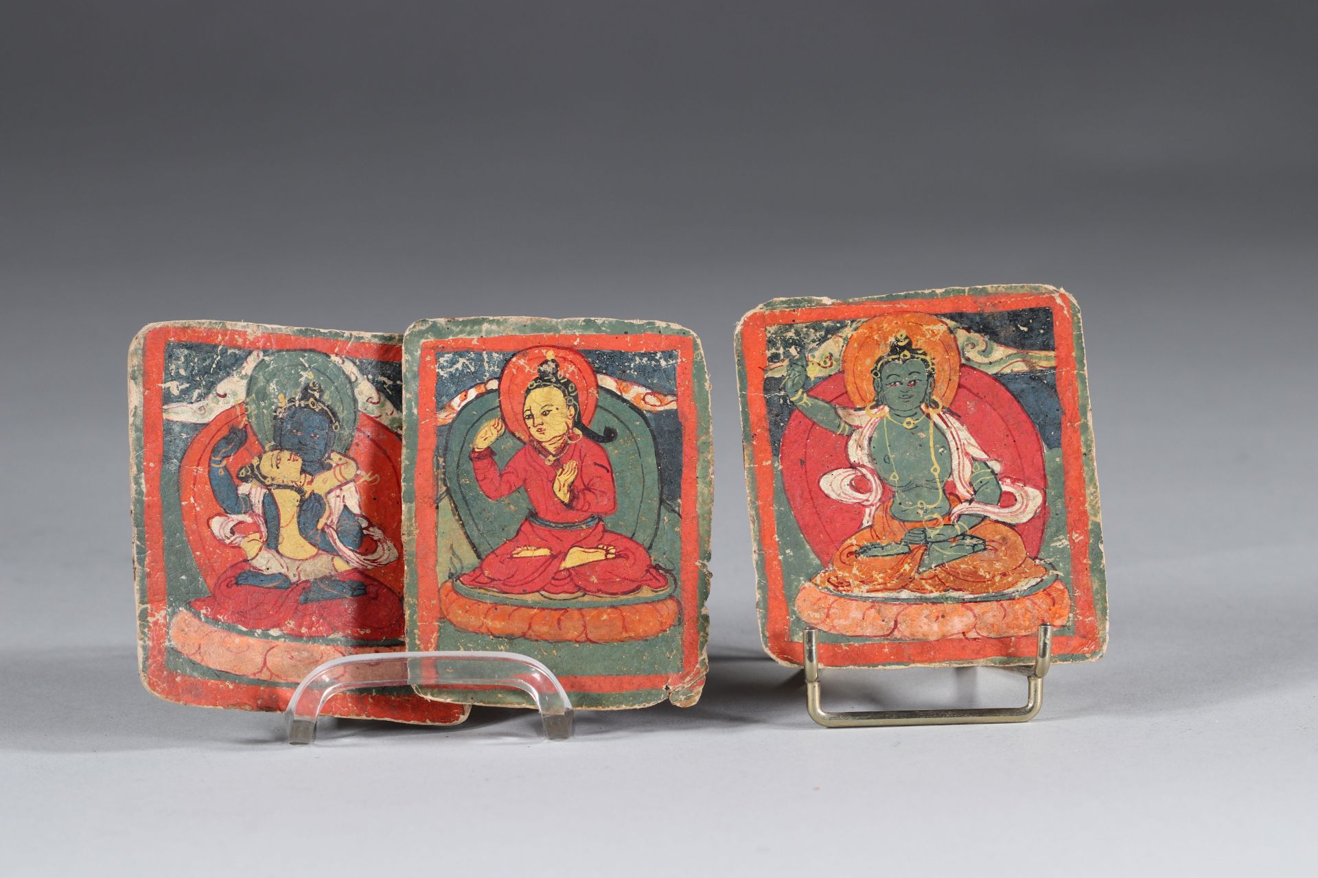 Tibet lot of 10 miniature paintings 18 / 19th - Image 3 of 4