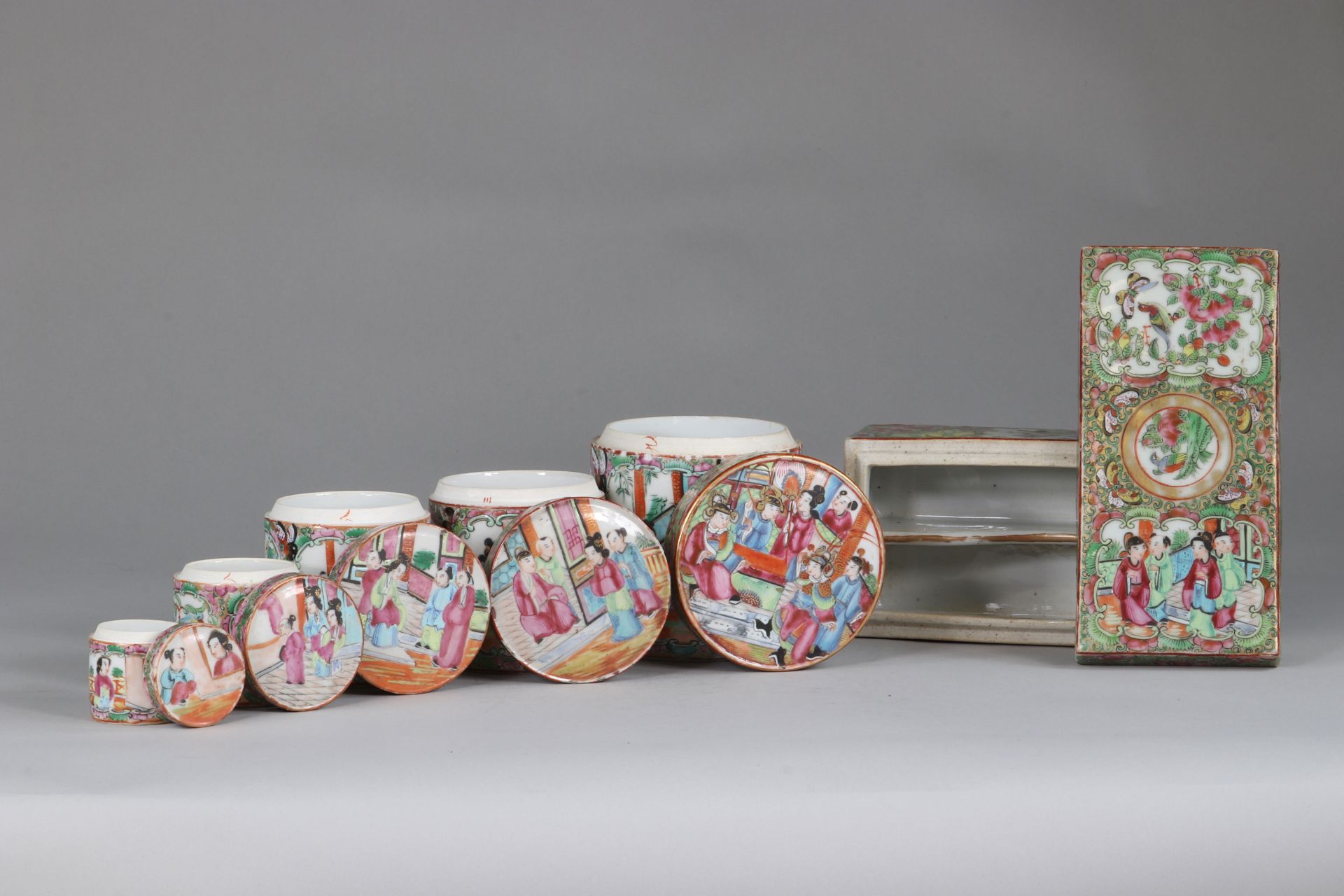 China set of 6 Canton porcelain pots - Image 2 of 2