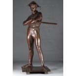 Rene Charles DE SAINT-MARCEAUX (1845-1915) imposing bronze "Arlequin (1879)" foundry stamp.