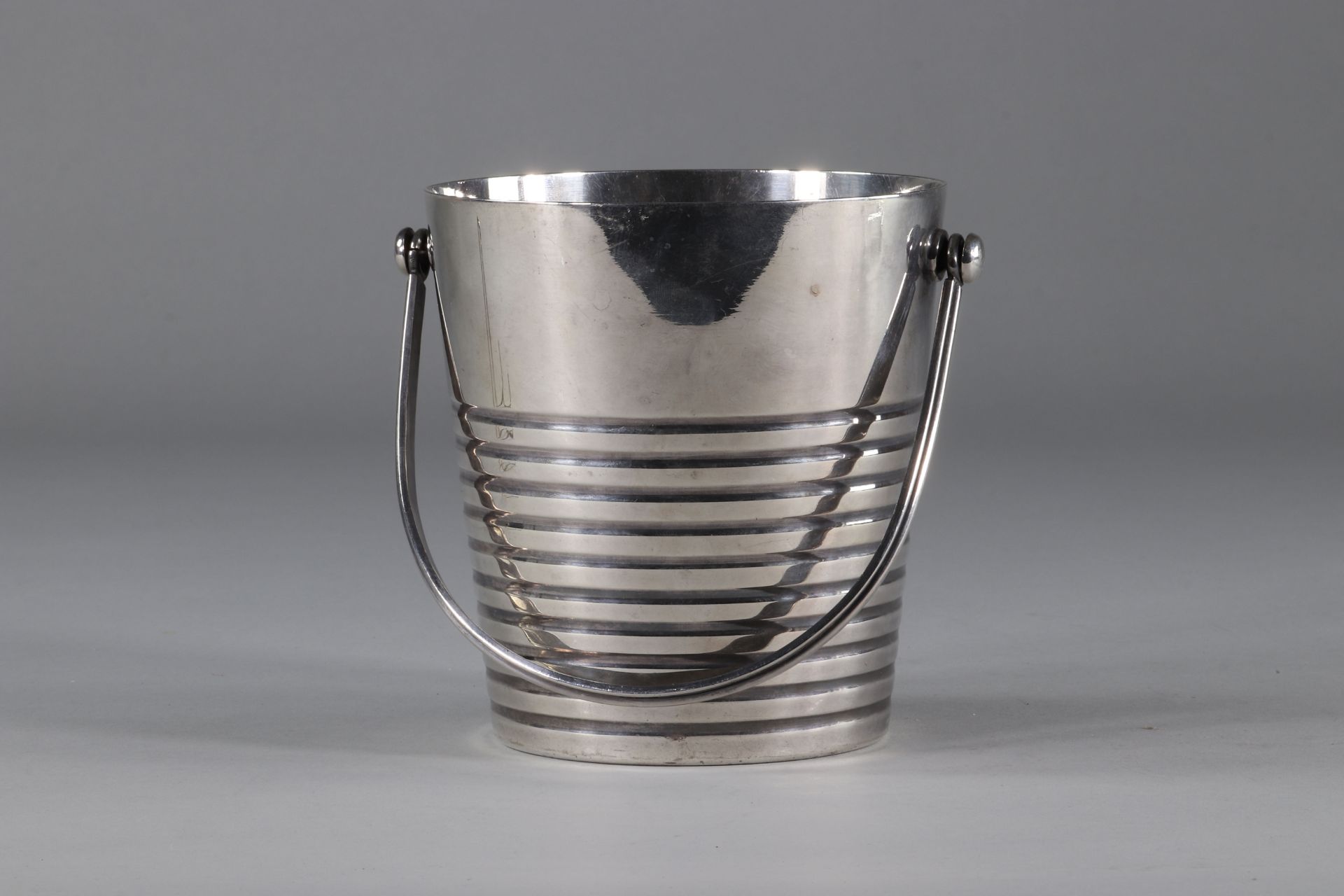 Christofle and Luc Lanel, ripple model silver metal ice bucket, France circa 1930