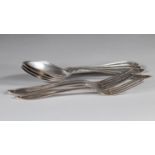 Set of cutlery forks spoons in silver hallmarks Minerva