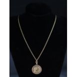 Necklace and pendant in yellow gold (18k) 33.7gr pendant adorned with a Napoleon III coin