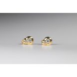 Pair of earrings in gold (18k) brilliant cut diamonds (0.35 ct) + 0.07ct top quality