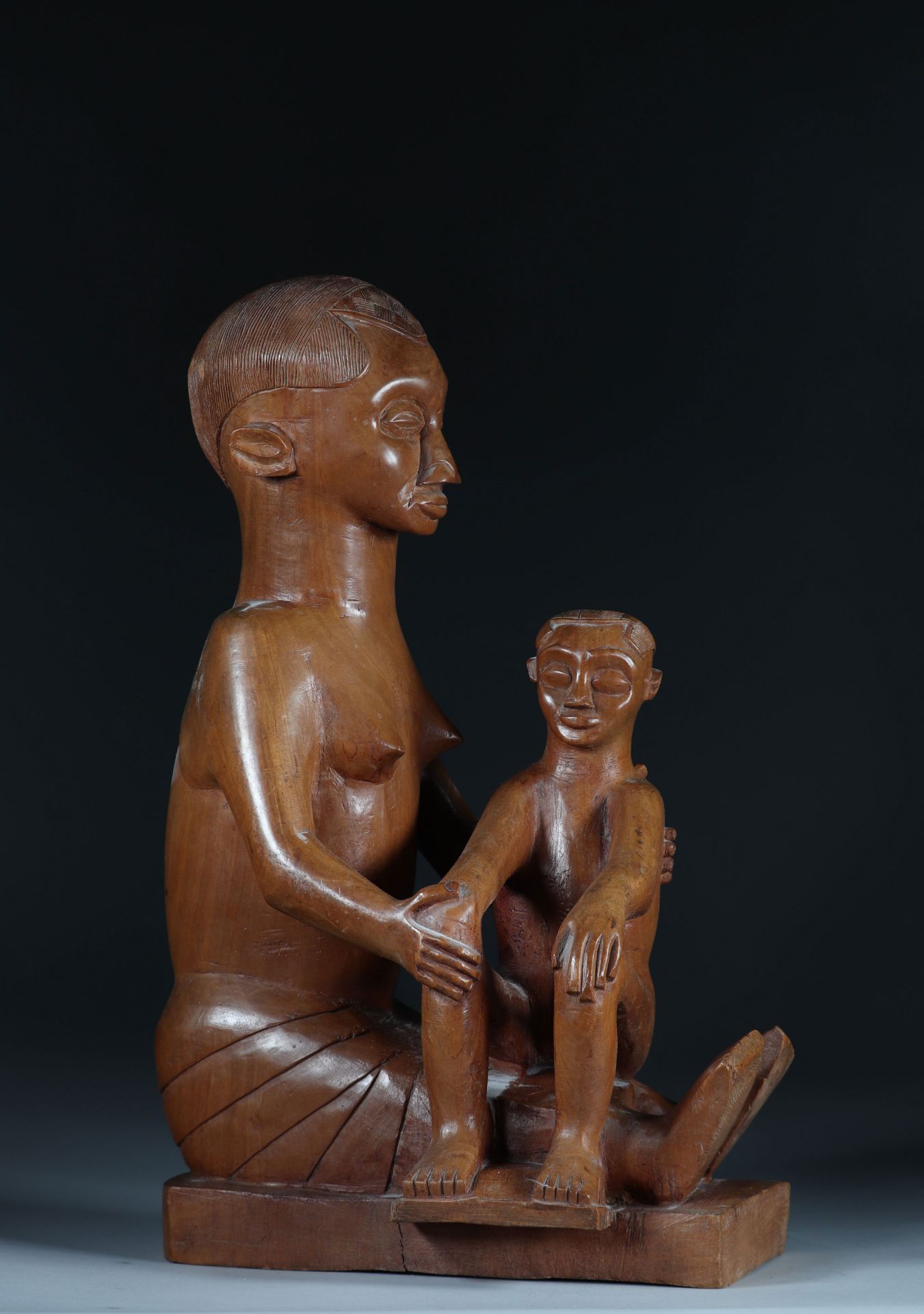 Maternity Kuba carved wood "carries an inventory number" 20th - Image 2 of 4