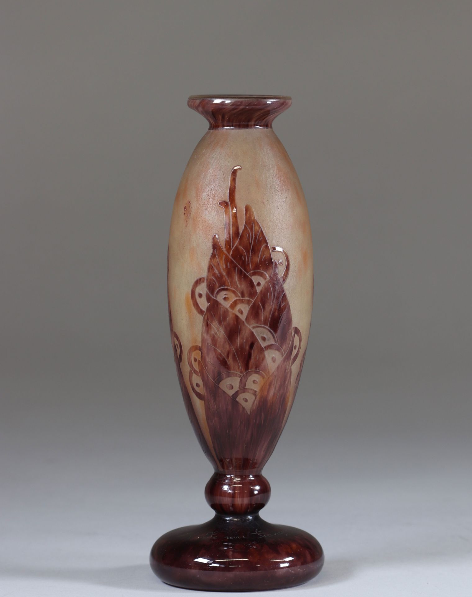 French glass acid cleared vase