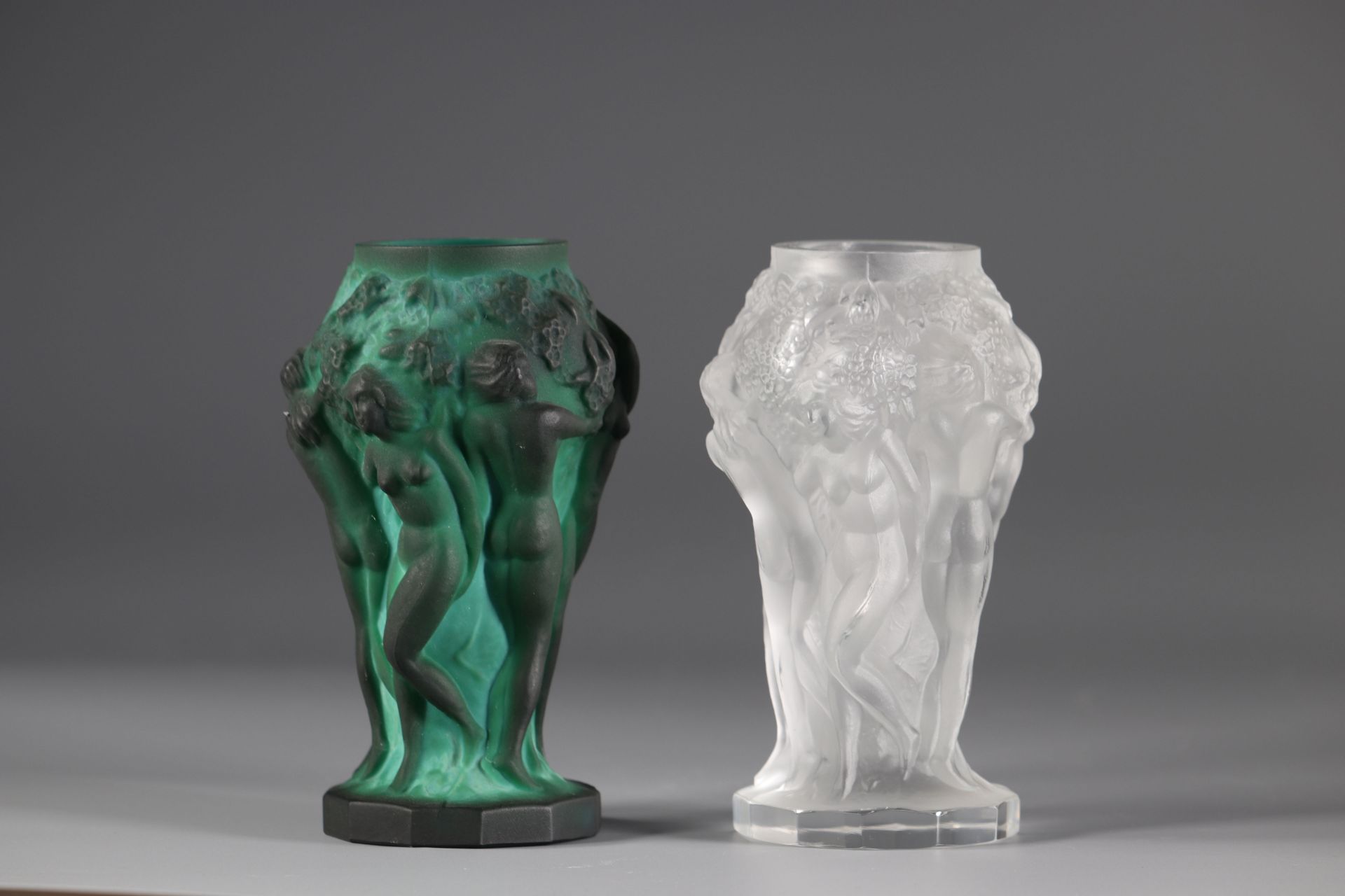 Art Nouveau vases decorated with young naked women - Image 2 of 4