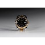 ROLEX Men 126333 Datejust. Steel and 18k (750) gold Jubilee wristwatch. Black dial with applied diam