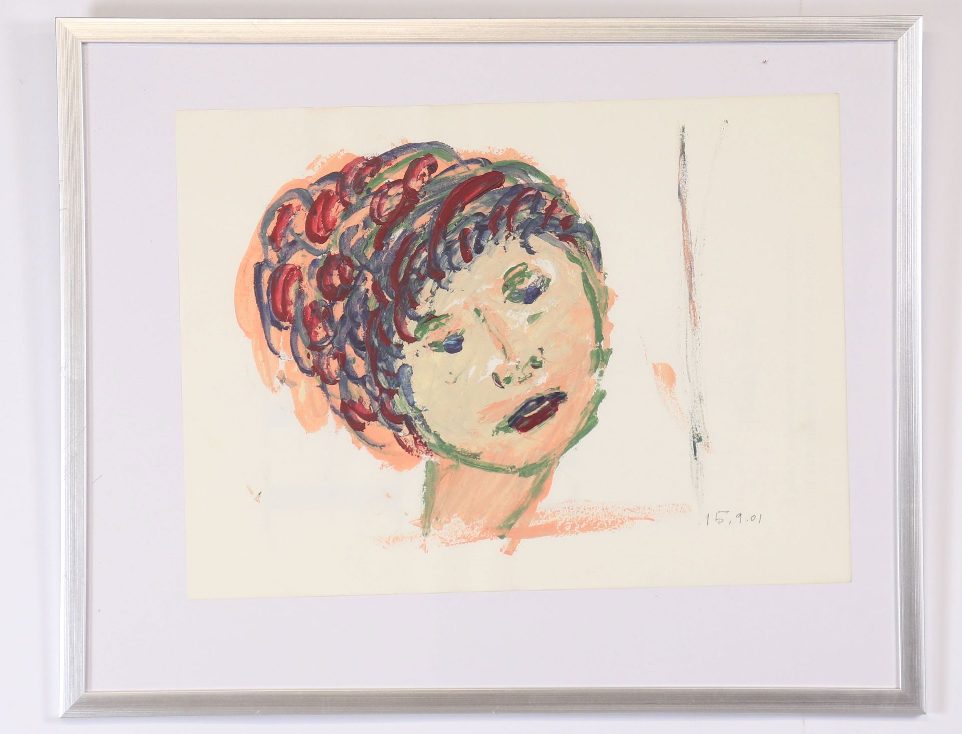 Gust GRAAS (1924-2020) Luxembourg oil on paper"face of a woman" - Image 2 of 2