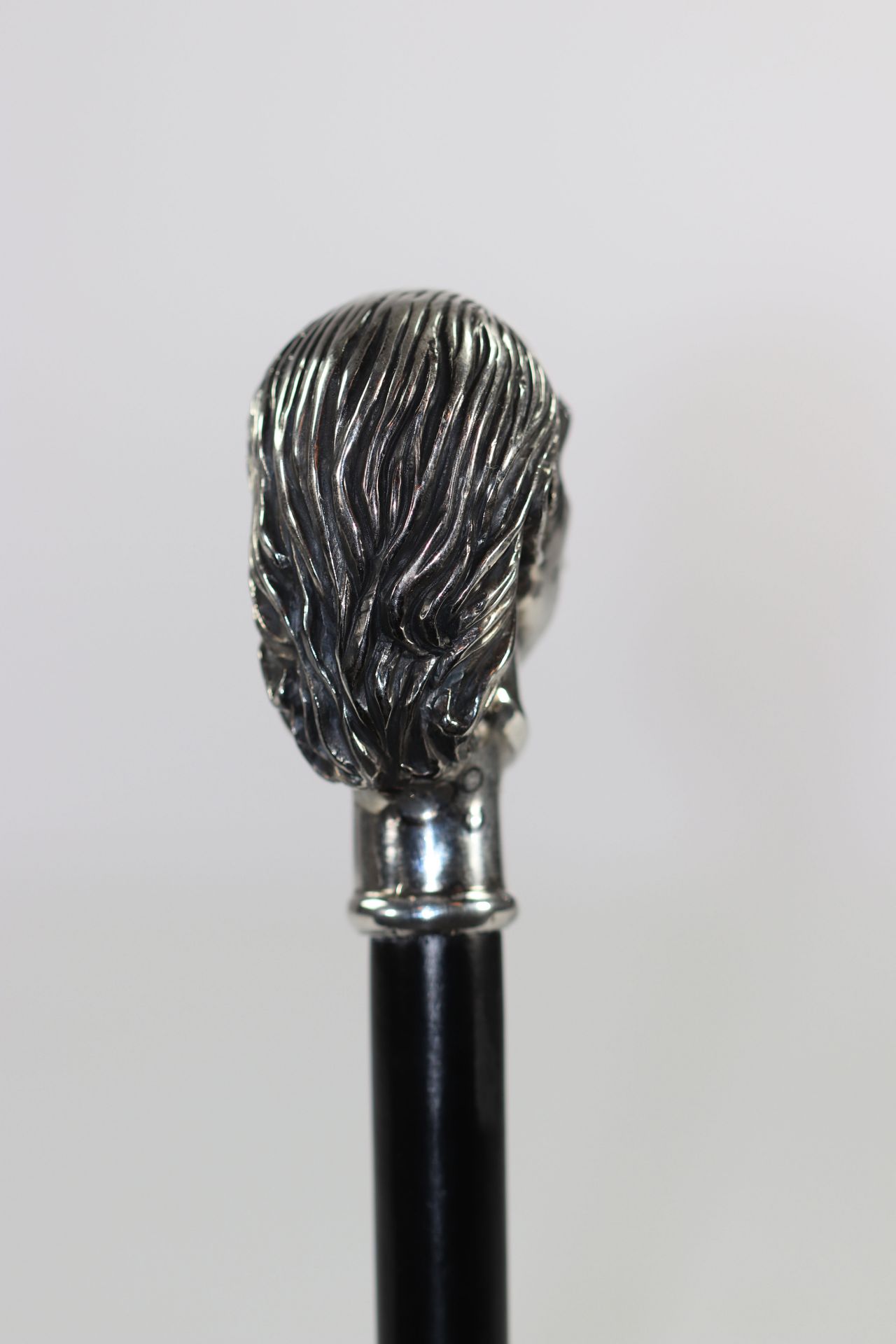 Salvador Dali The Cane of Dali Circa 1980 Self-portrait sculpture of Salvador Dali in silver on a wo - Image 5 of 6