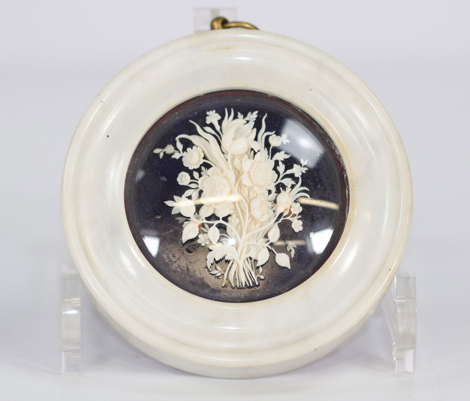 Dieppe, marble medallion and ivory flowers. France late 19th century