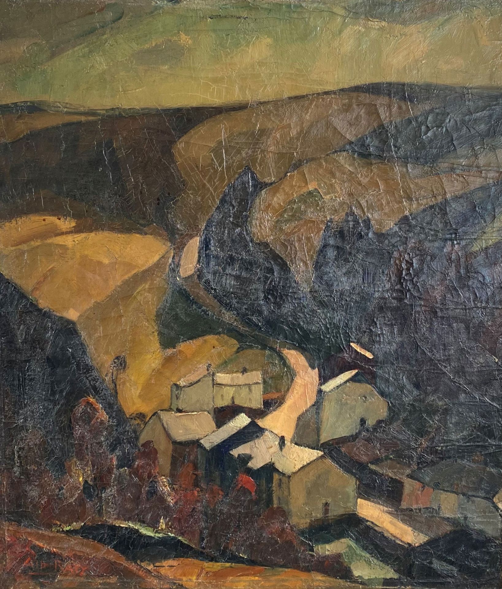 Albert RATY (1889-1970) Large oil painting"village view"