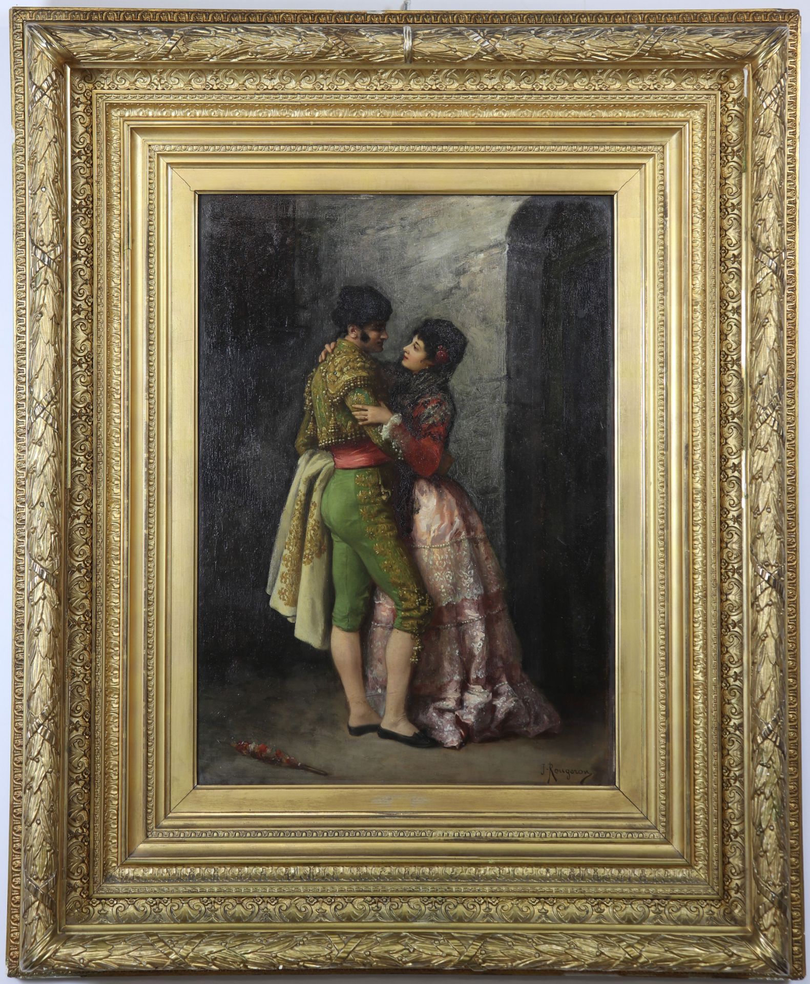 Jules James ROUGERON (1841-1880) Oil on panel"farewell to the torero" - Image 2 of 2