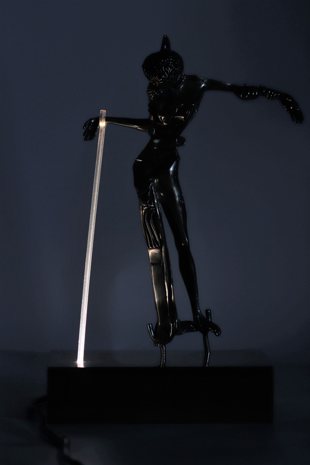 Salvador Dali Woman with the head of a rose Bronze with gilded patina, pvc crutch, mounted on a lumi - Image 5 of 5