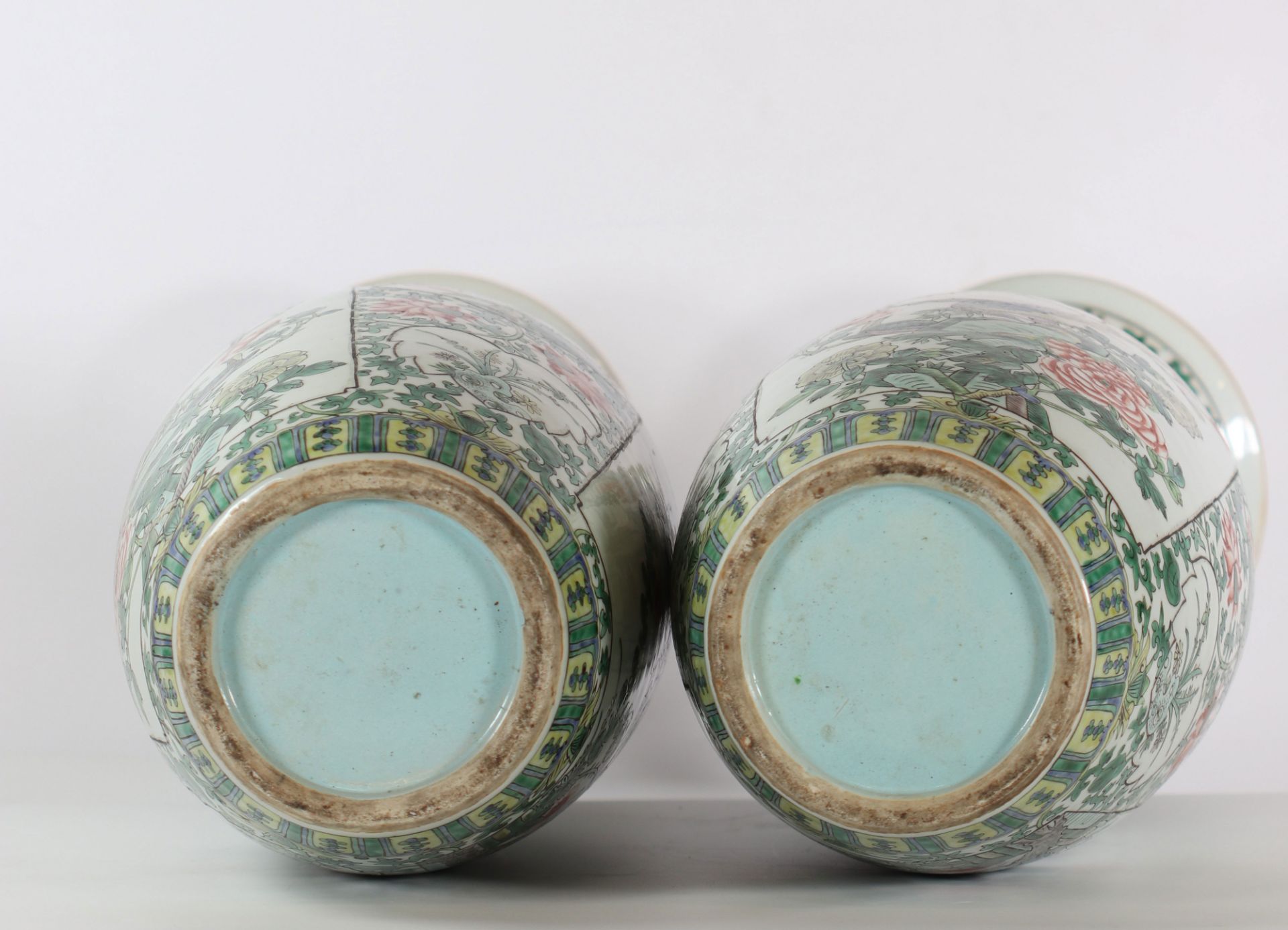 China pair of famille verte porcelain vase 19th bird decor - Image 5 of 5