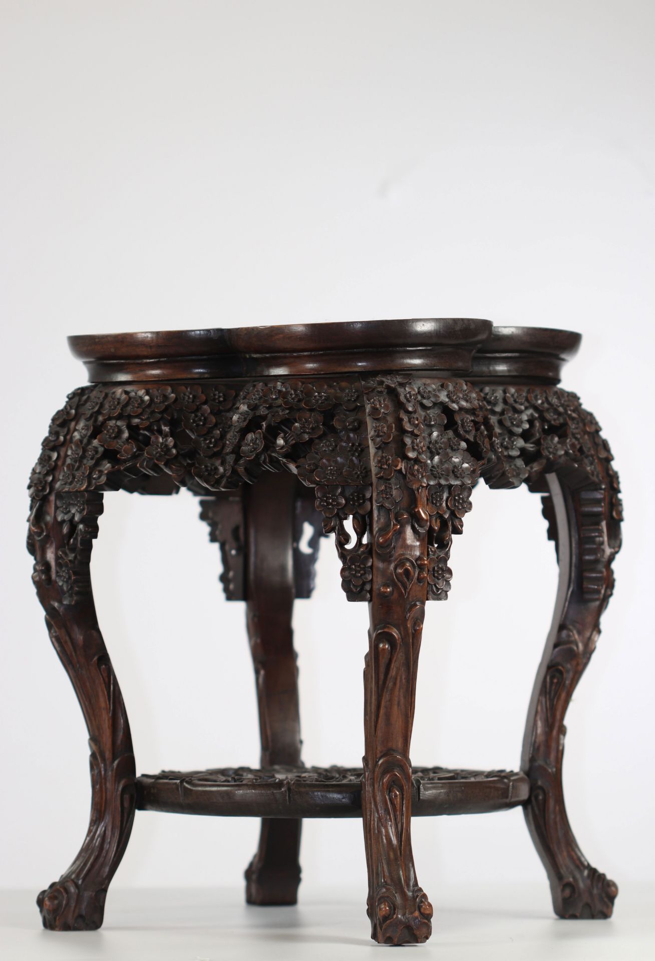Ironwood stand with mother-of-pearl inlays, for the Peranakan Straits Nyonya market, China, 19th cen