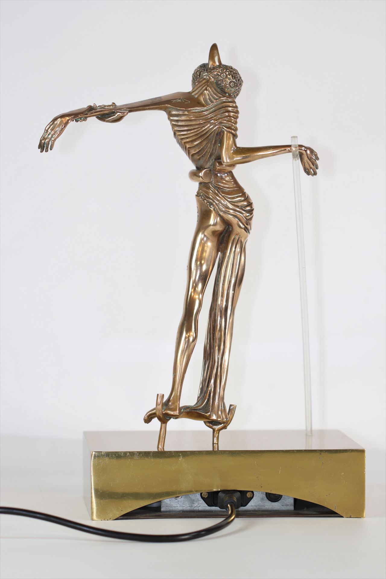 Salvador Dali Woman with the head of a rose Bronze with gilded patina, pvc crutch, mounted on a lumi - Image 3 of 5