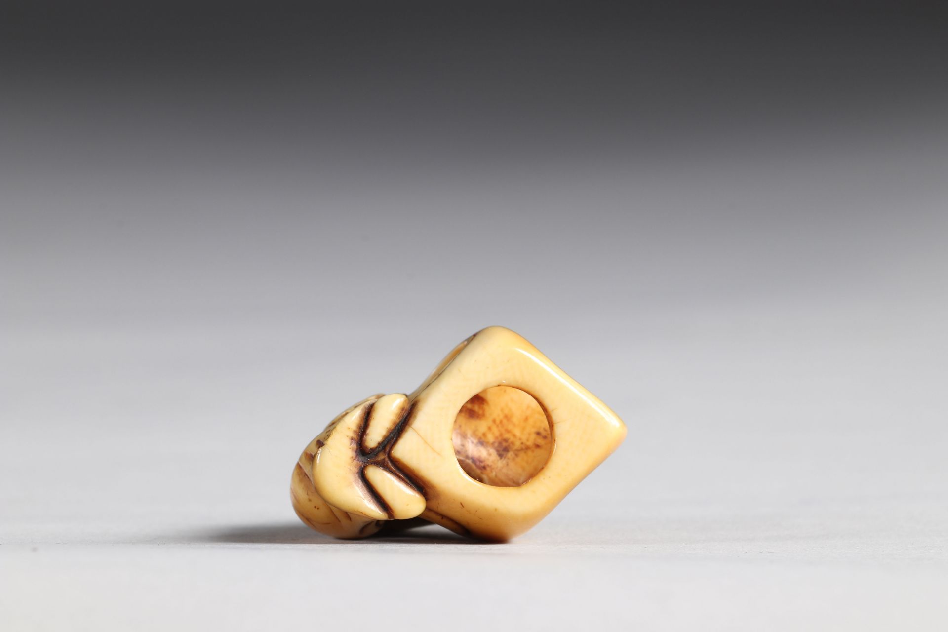 Netsuke carved - a character and an animal. Japan Edo period - Image 5 of 5