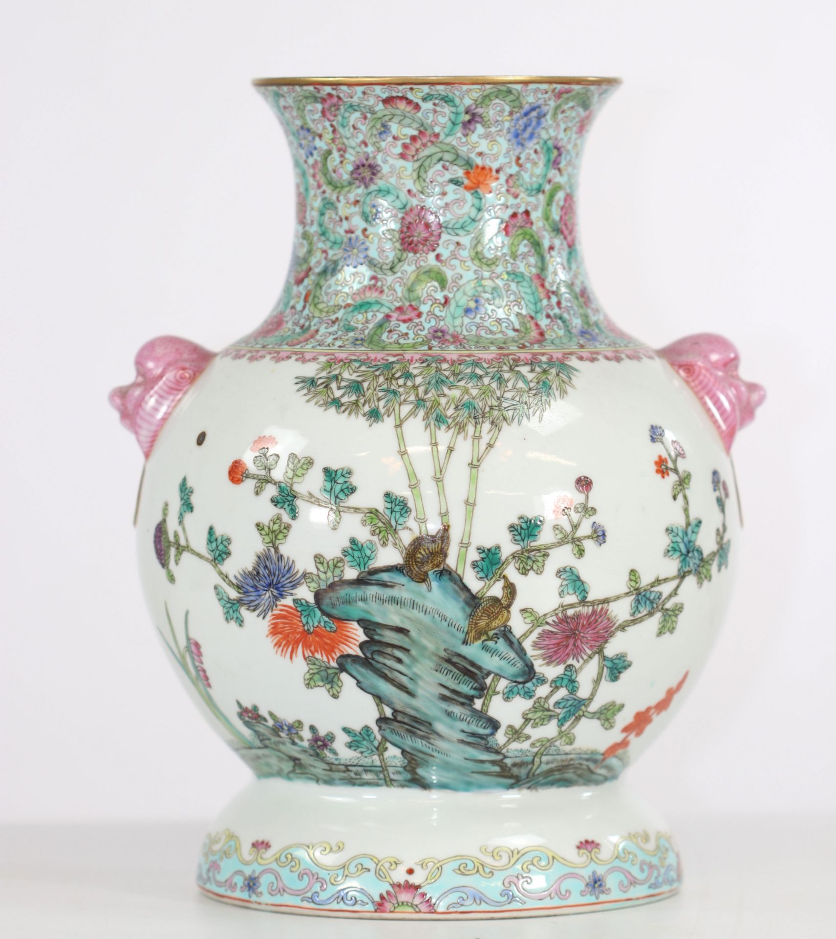 China porcelain vase decorated with quail republic period mark under the piece - Image 3 of 5