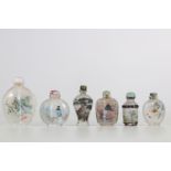 China set of glass snuffboxes