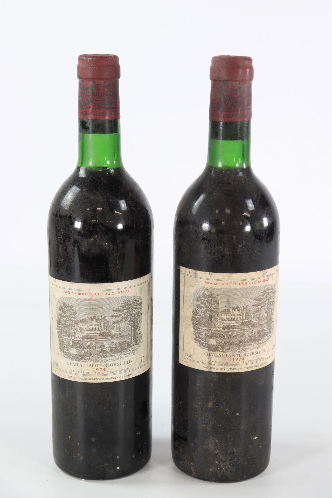 2 Bottles Bordeaux Pauillac Chateau Lafite Rothschild 1er-Grand-Cru Classe Red - 1974