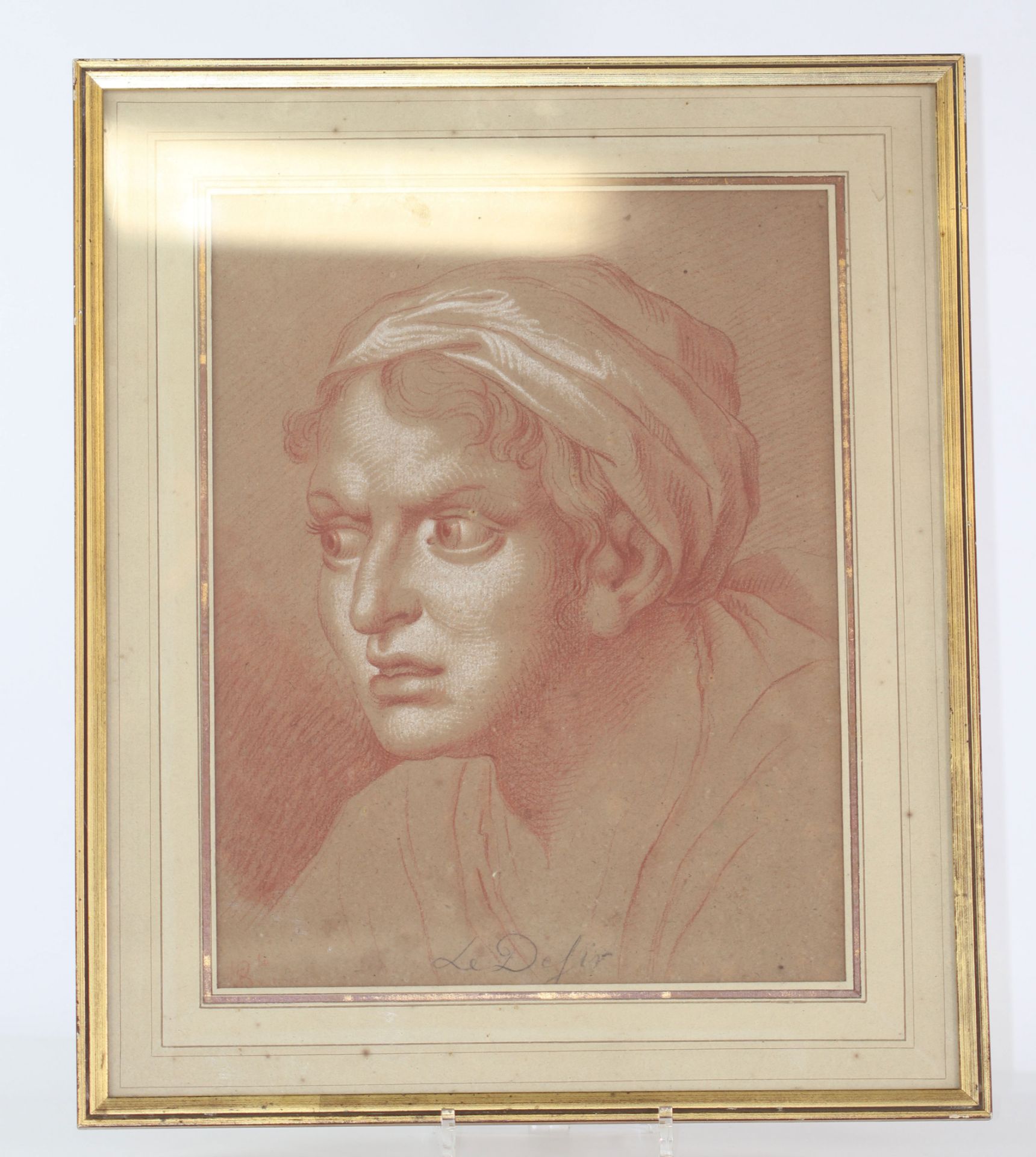 Charles LE BRUN (1619-1690) (attr) lot of 2 red chalk"admiration and challenge" - Image 2 of 2