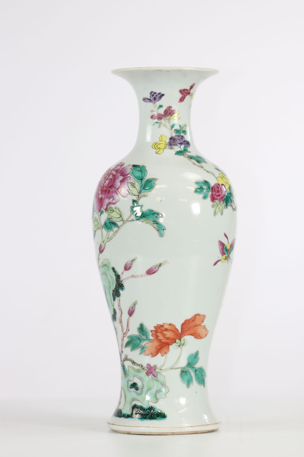 China famille rose porcelain vase flower decoration - Image 4 of 6