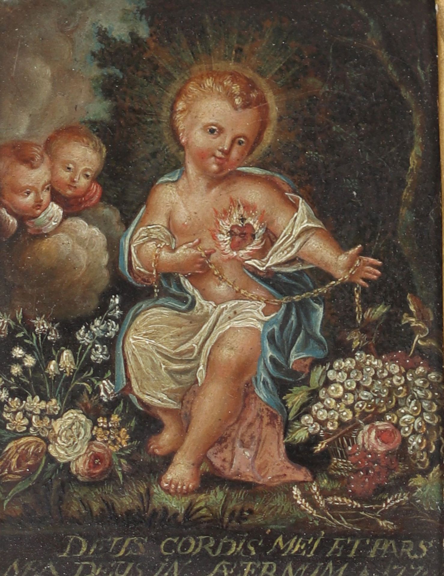17th century oil on copper painted with a fine scene of cherubs