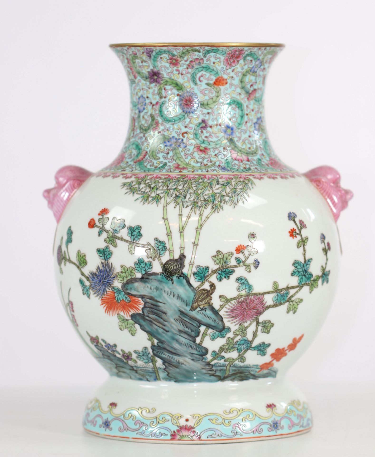 China porcelain vase decorated with quail republic period mark under the piece