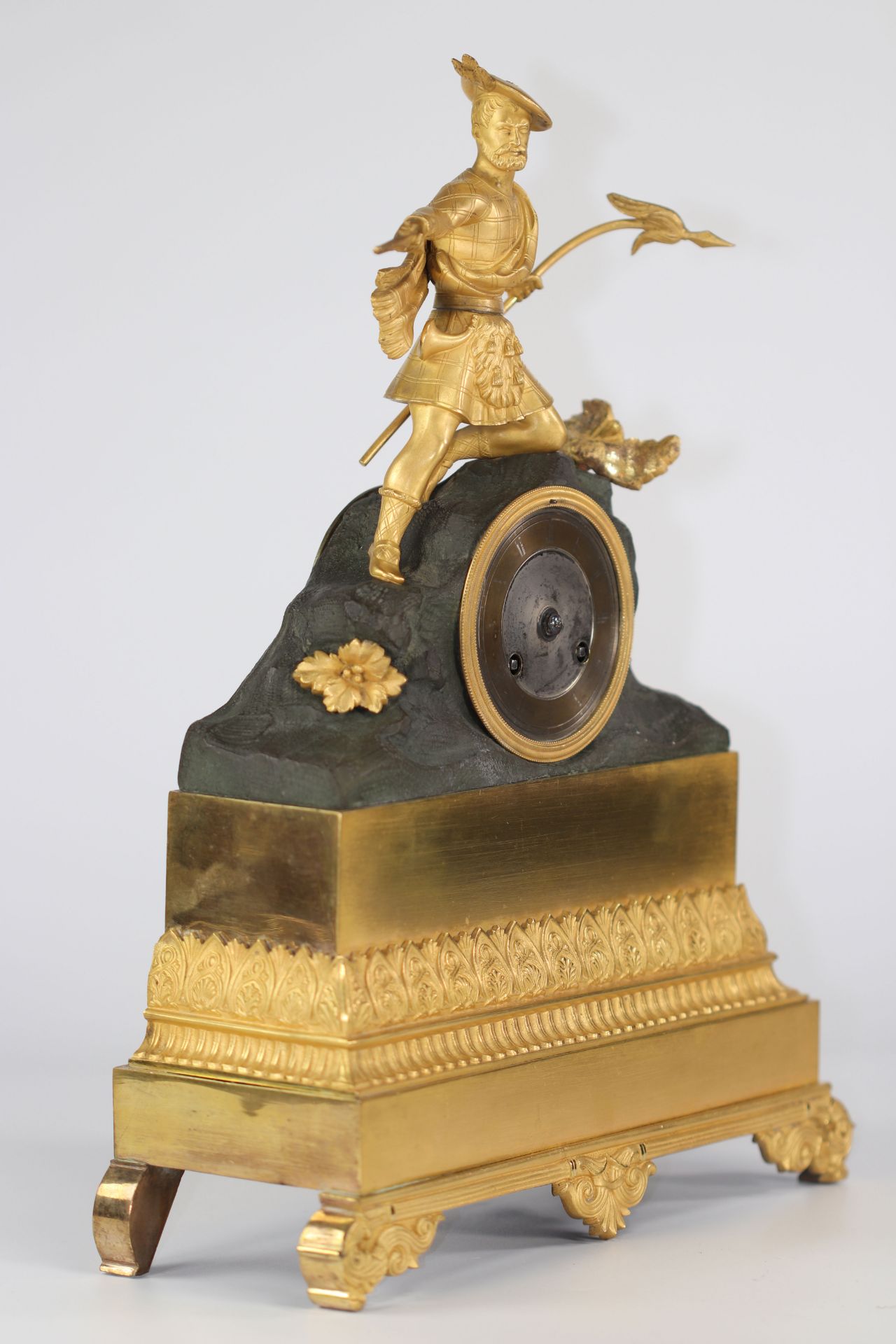 Empire period gilt bronze clock surmounted by a Scottish - Image 2 of 3