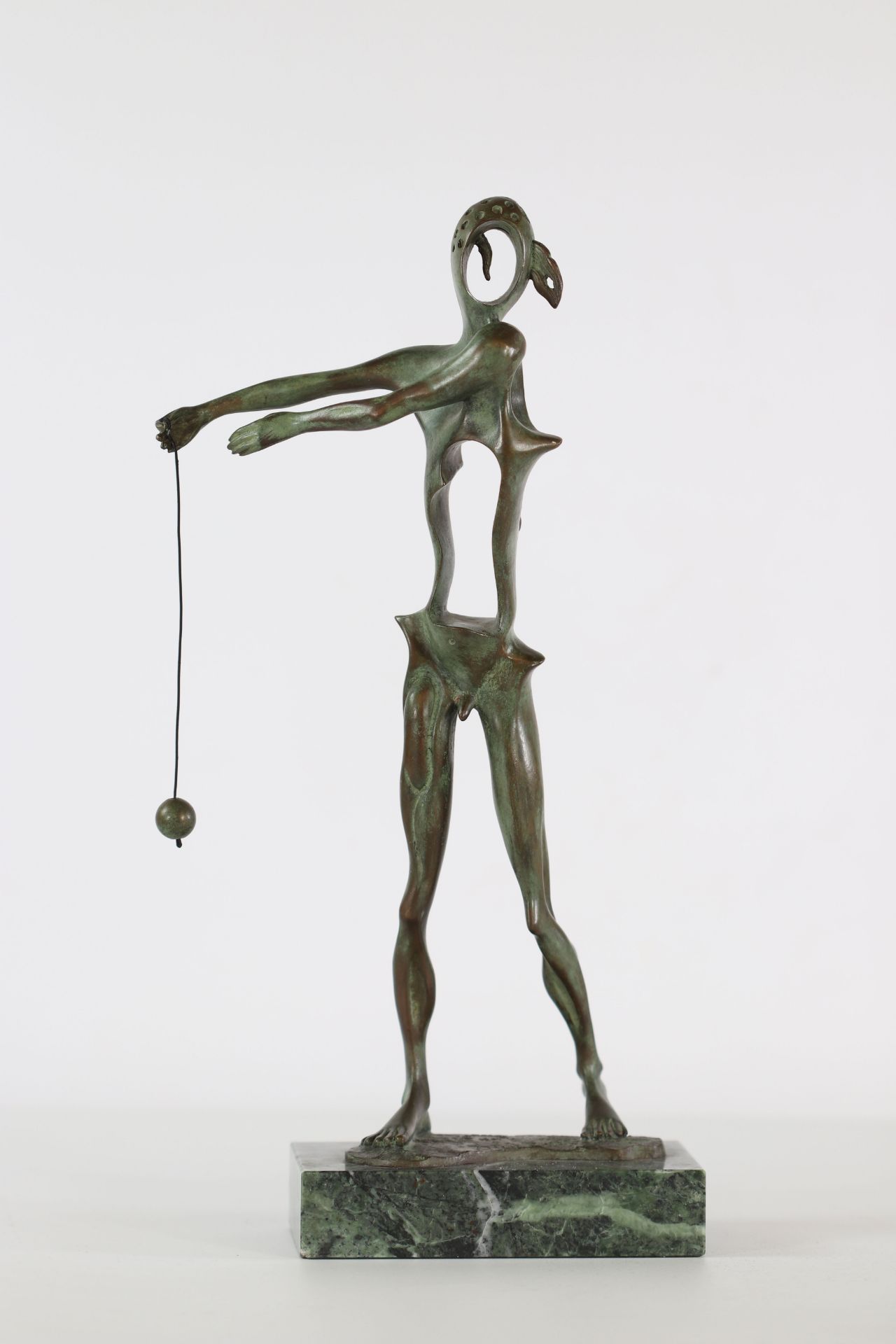 Salvador Dali Homage to Newton 1981 Bronze sculpture with green patina Signed"Dali Dated 1981 Number
