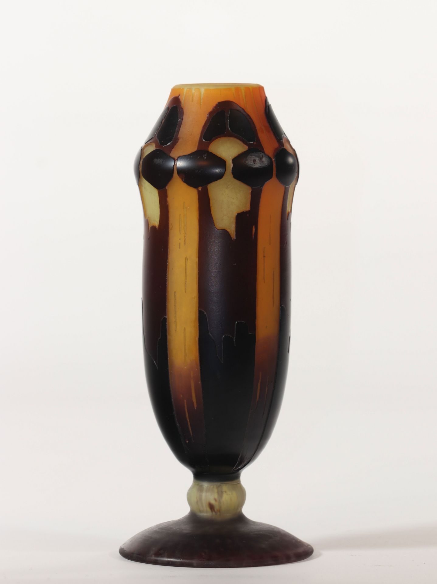 Schneider Art Deco free standing vase with acid